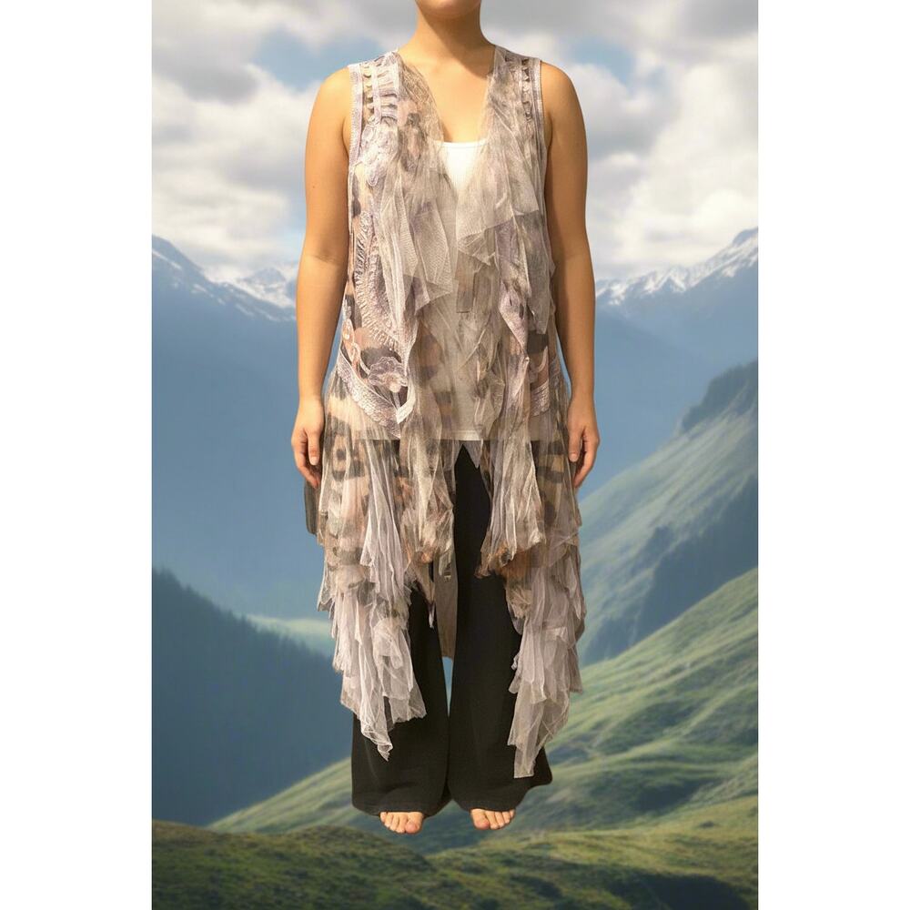 Origami Oversized Plus Size Leopard Vest 2XL
